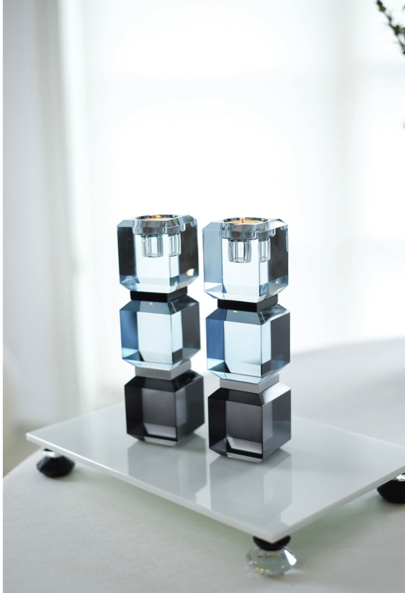 *PRE ORDER* Slate Blue Color Block Candle Sticks