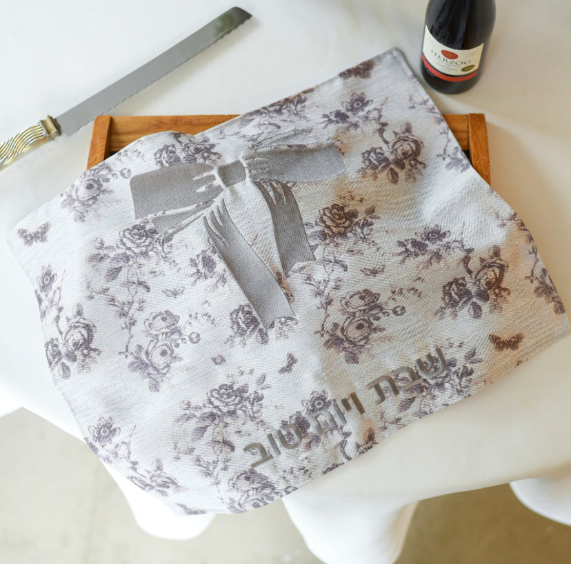 Mauve Floral Bow Challa Cover