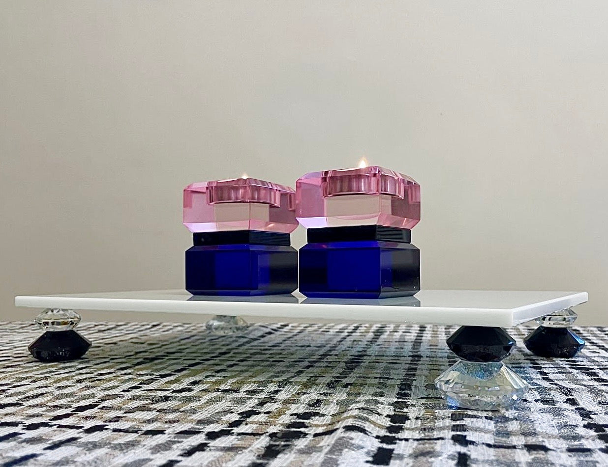 White/ Black Diamond Stack Crystal Tray