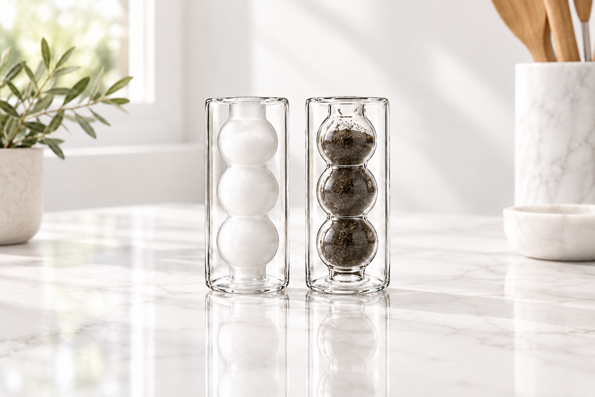 Frosted & Clear Salt and Pepper Shakers