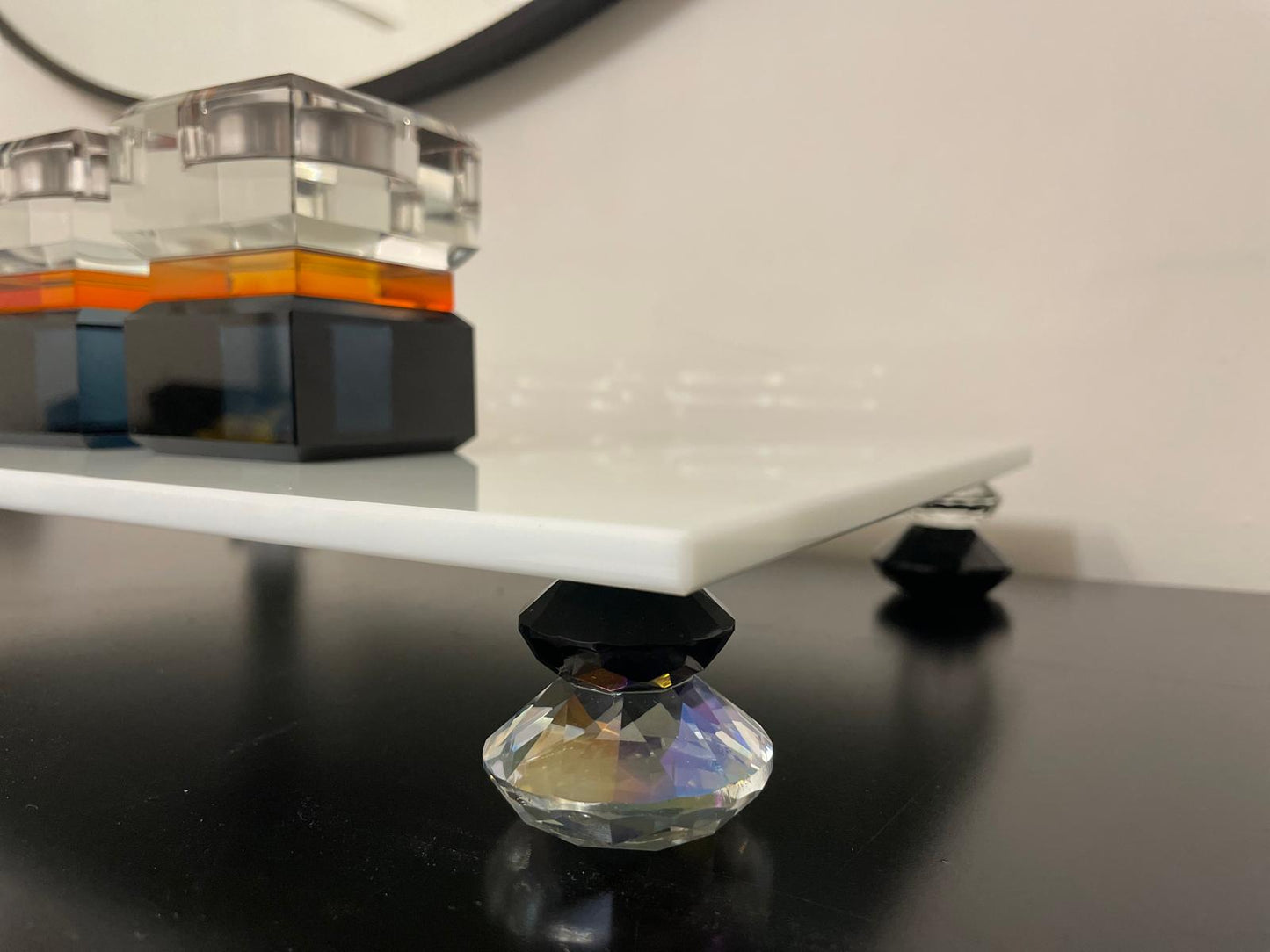 White/ Black Diamond Stack Crystal Tray