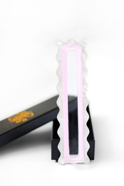 Pink Mother of Pearl Scalloped Mezuzah