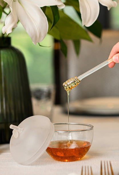 Frosted & Clear Large Honey Dish