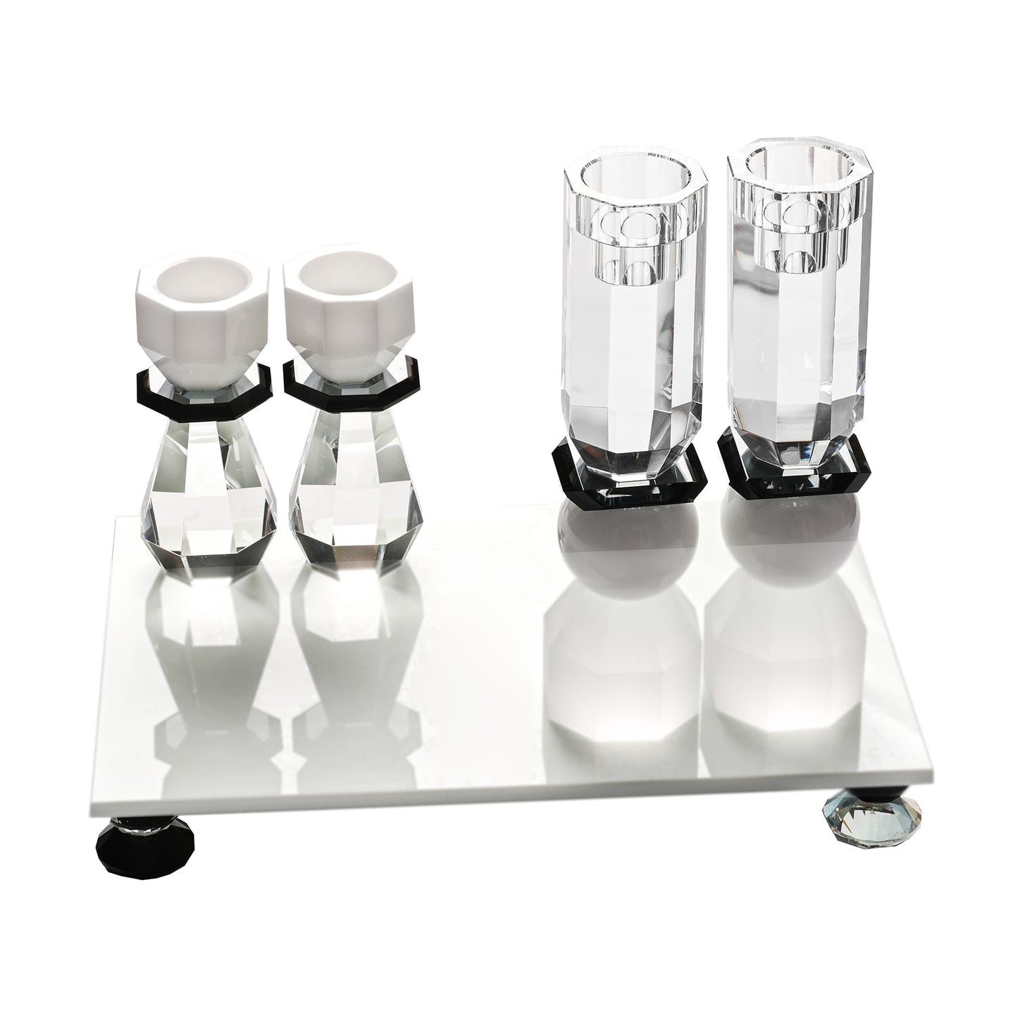 Modern Cut Tea-Light & Candle Holder in White/Black