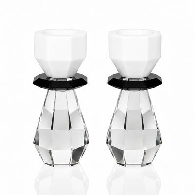 Modern Cut Tealight & Candle Holder in White/Black