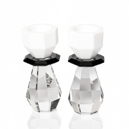 Modern Cut Tea-Light & Candle Holder in White/Black