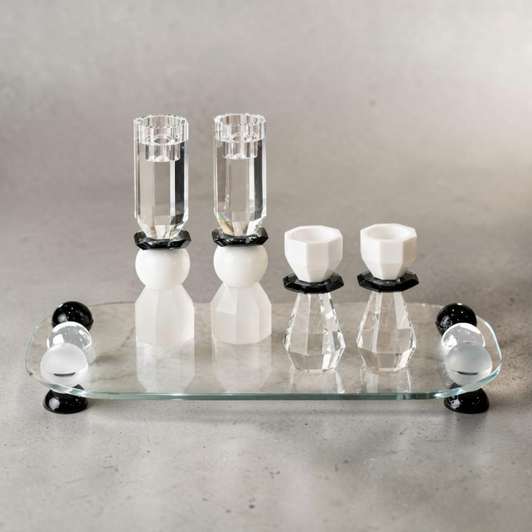 Black and White Crystal Orb Tray