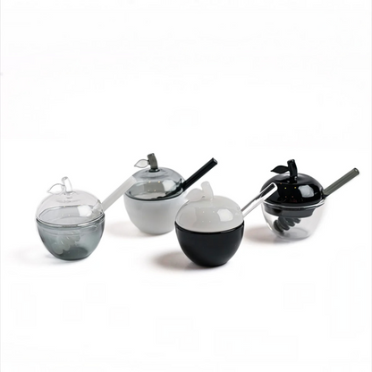 Black & White Honey Dish Set of 4