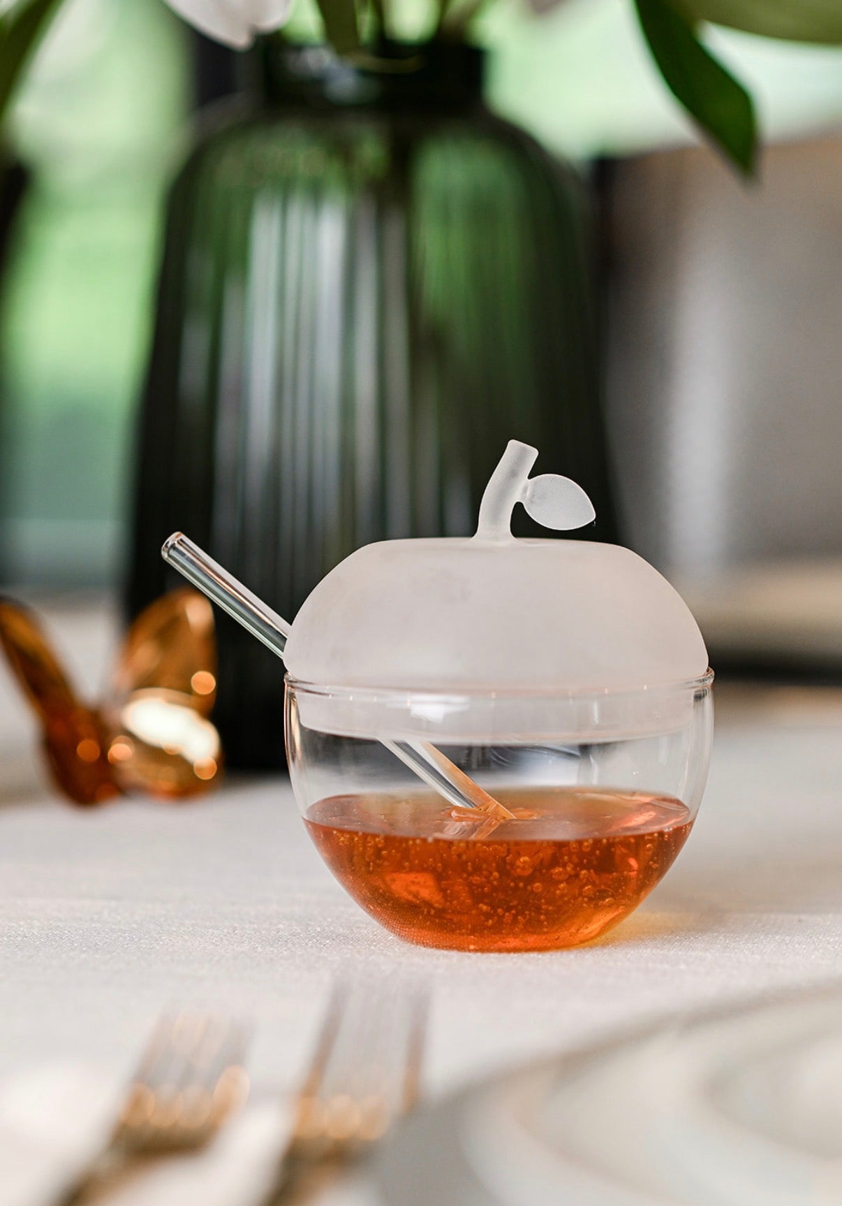 Frosted & Clear Large Honey Dish