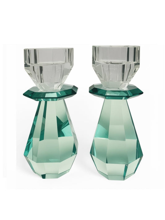 *PREORDER* Modern Cut Candle Holder in Emerald Green