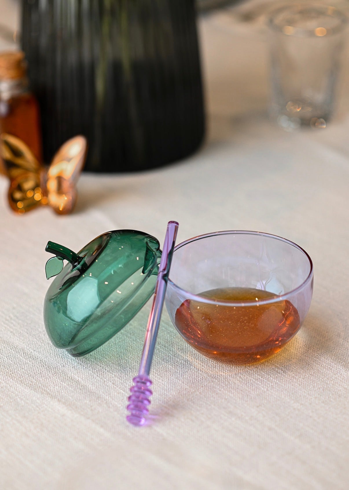 Lavender & Teal Large Honey Dish