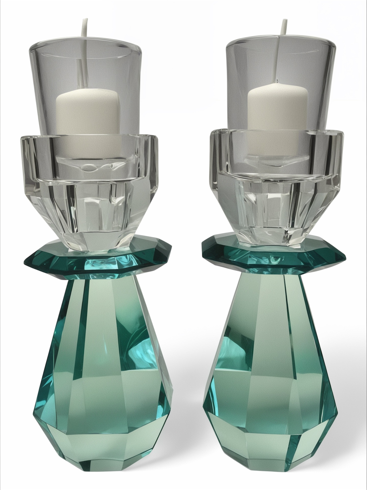 *PREORDER* Modern Cut Candle Holder in Emerald Green