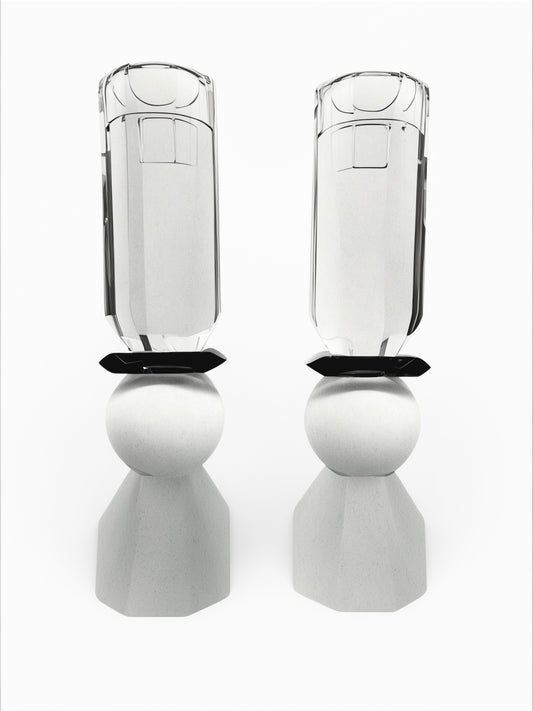 Modern Cut Candle Sticks (Tall)  in White/ Black