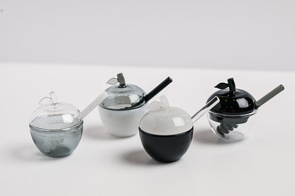 Black & White Honey Dish Set of 4