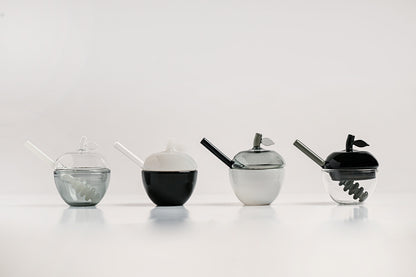 Black & White Honey Dish Set of 4