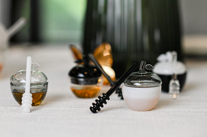 Black & White Honey Dish Set of 4