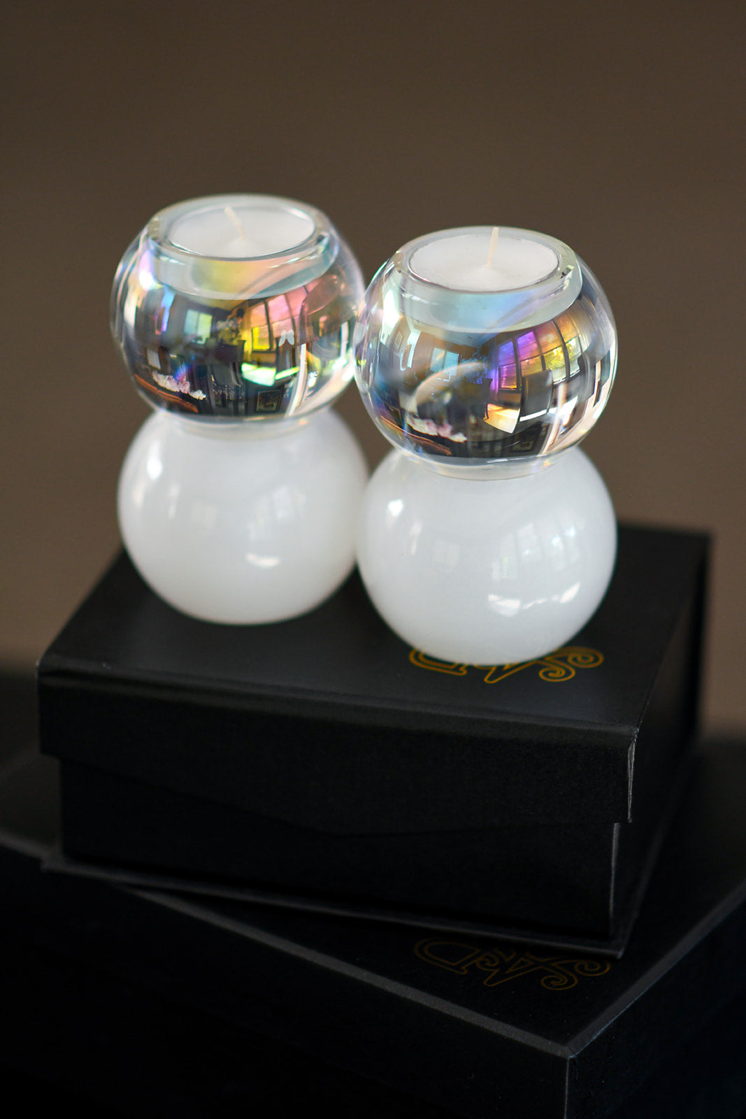 Color Block Bubble Crystal Tealight Holders