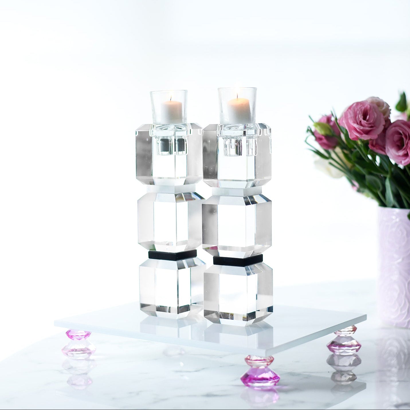Black and White Color Block Candle Sticks