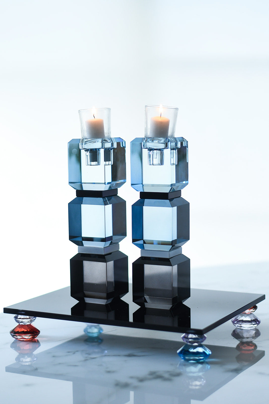 Slate Blue Color Block Candle Sticks