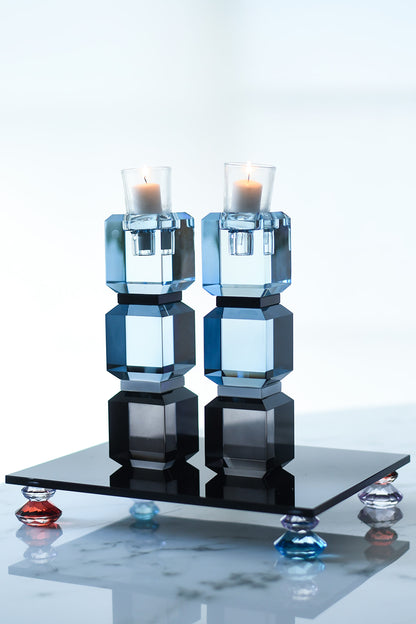 Slate Blue Color Block Candle Sticks