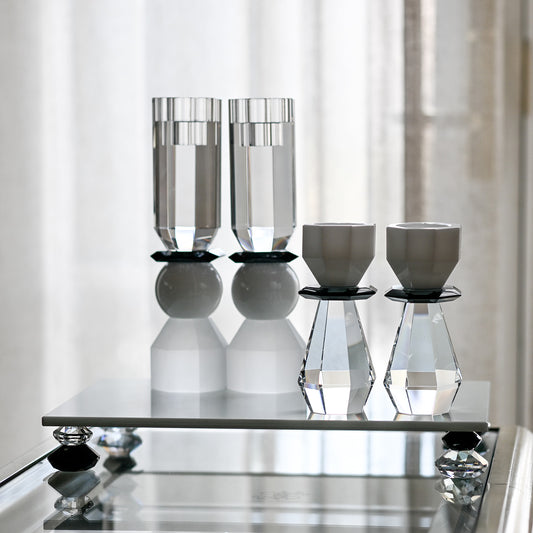 White/ Black Diamond Stack Crystal Tray