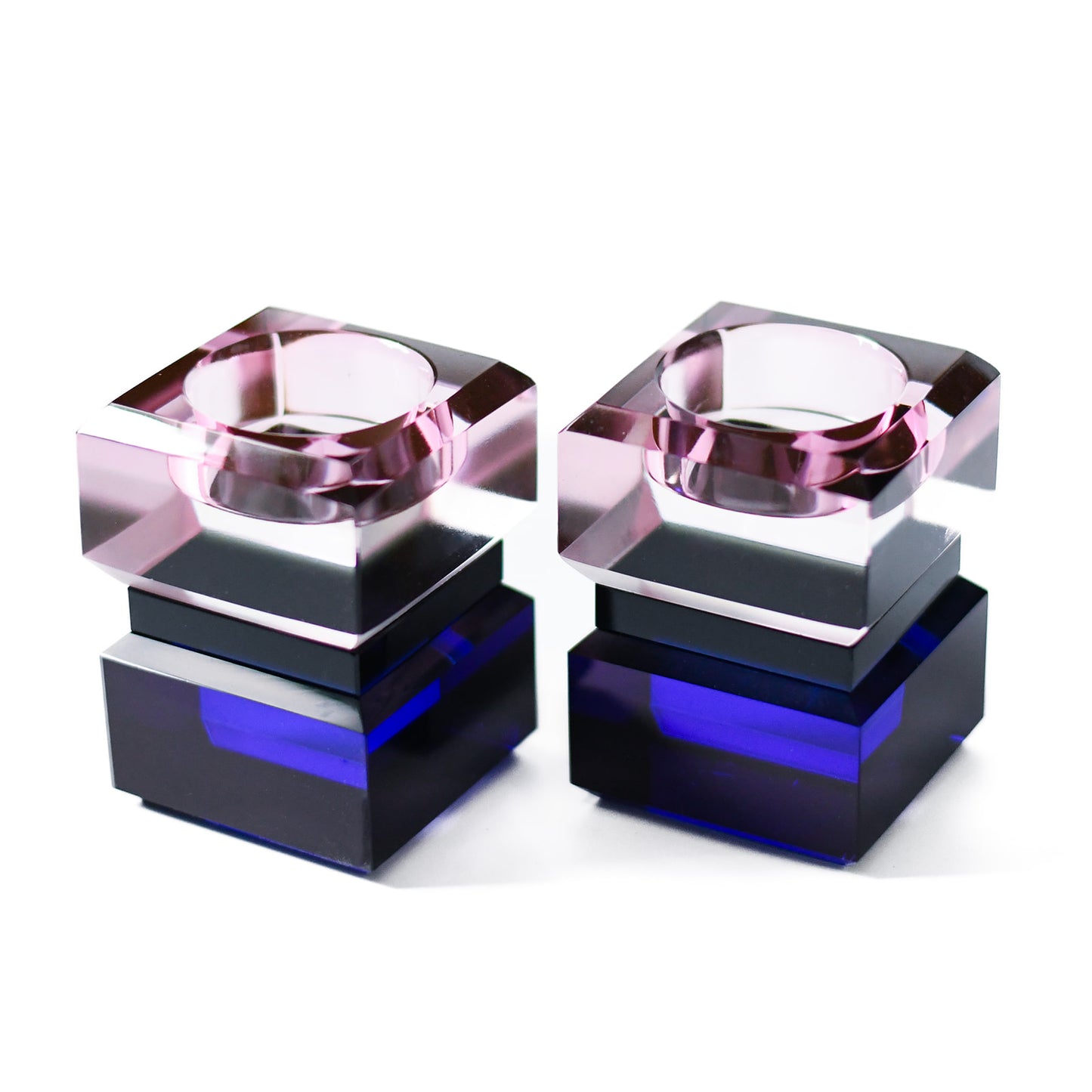 Color Block Pink/Cobalt Tealight Holders