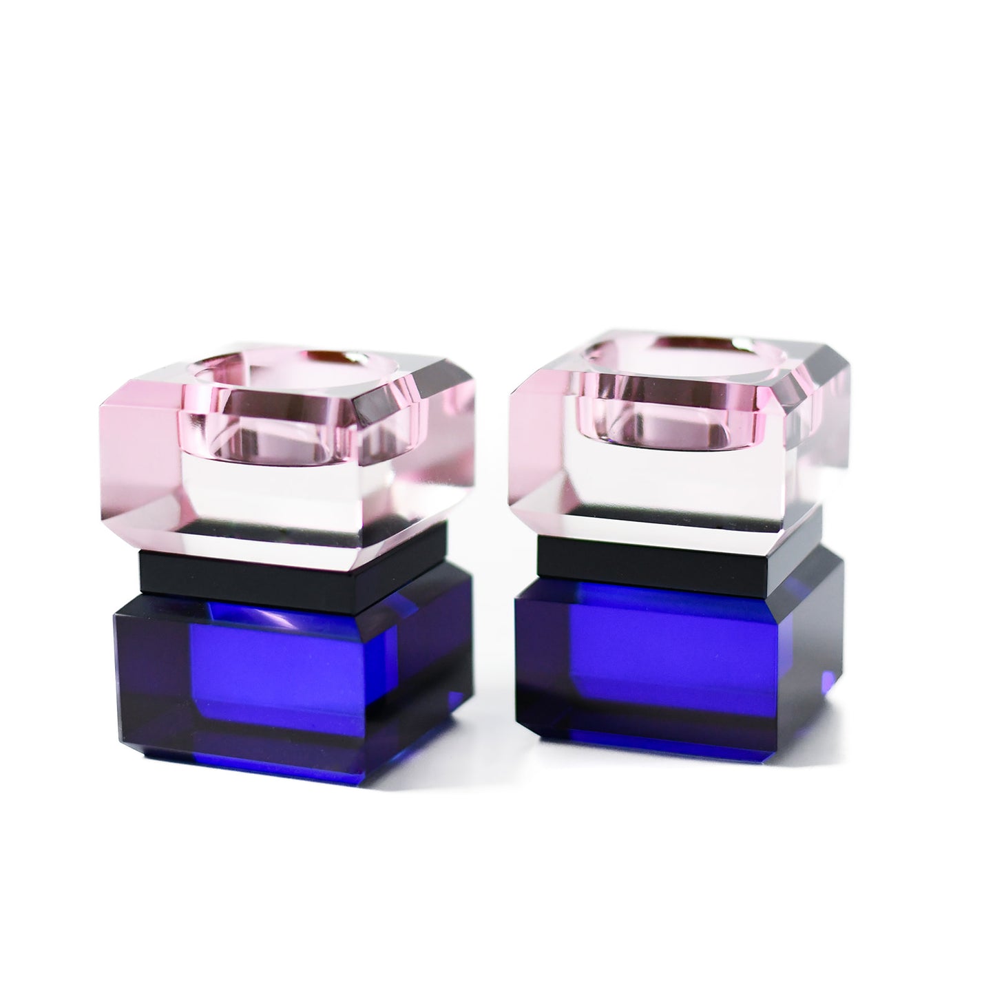 Color Block Pink/Cobalt Tealight Holders