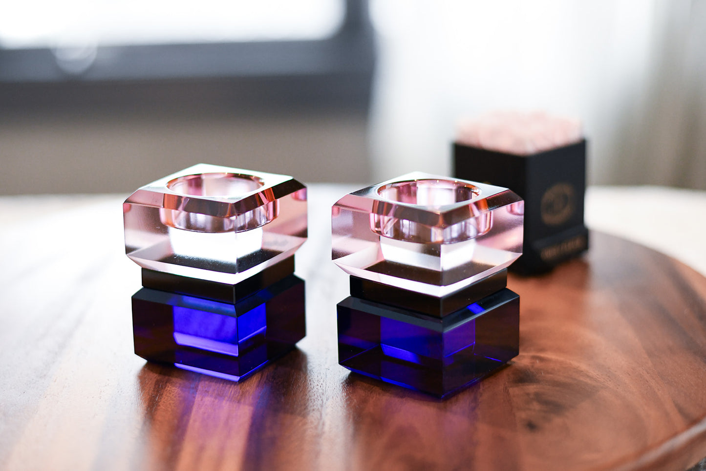 Color Block Pink/Cobalt Tealight Holders