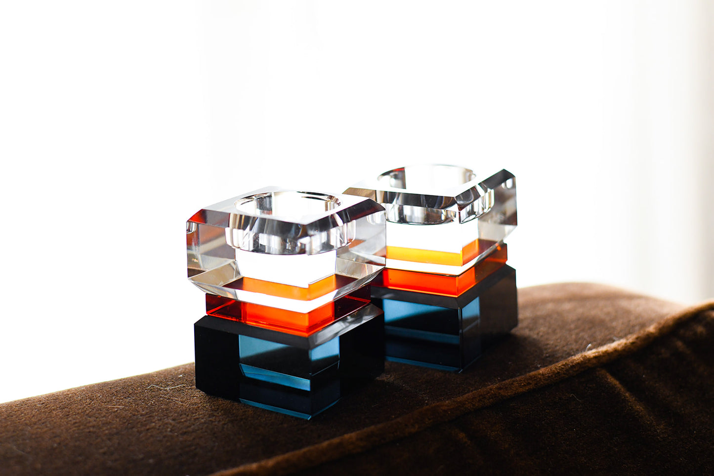 Color Block Black/Amber Tealight Holders