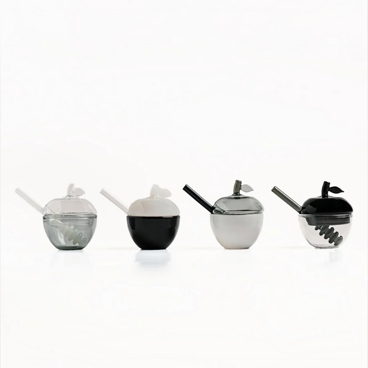 Black & White Honey Dish Set of 4