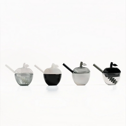 Black & White Honey Dish Set of 4
