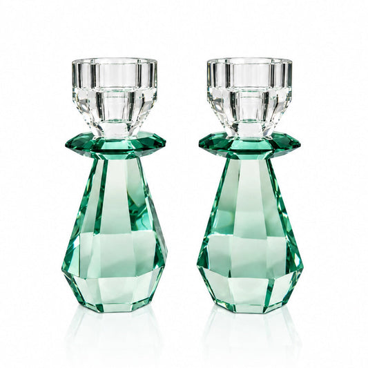 Modern Cut Tea-Light & Candle Holder in Emerald Green