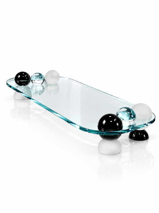 Black and White Crystal Orb Tray