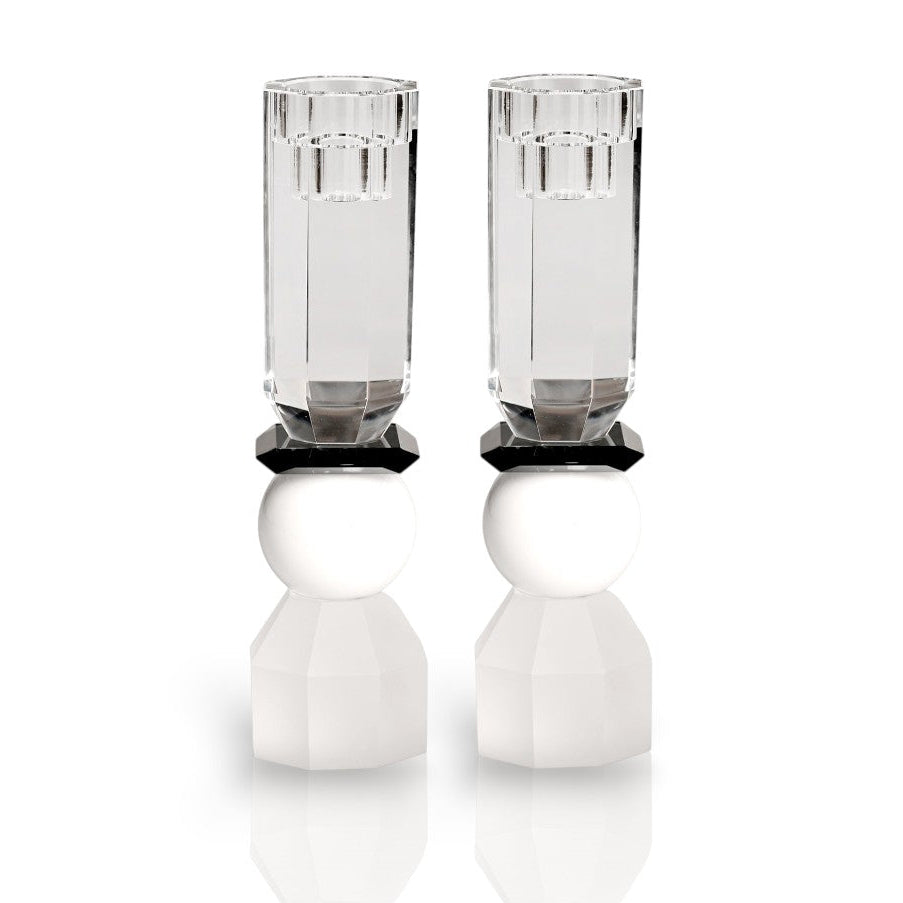 Modern Cut Tall Candle Sticks in White/ Black