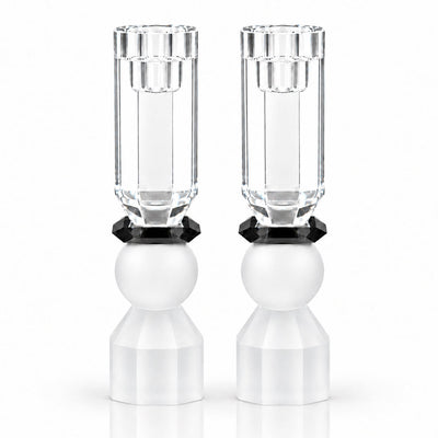 Modern Cut Tall Candle Sticks in White/ Black