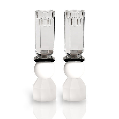 Modern Cut Tall Candle Sticks in White/ Black