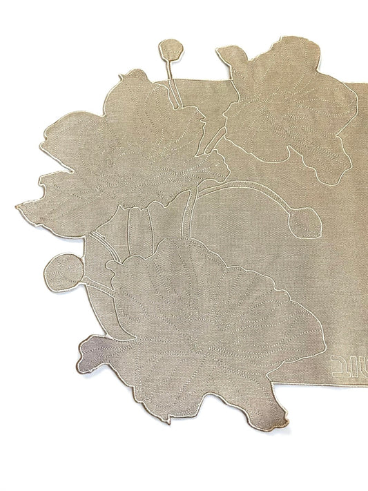 Taupe Flower Embroidered Challa Cover