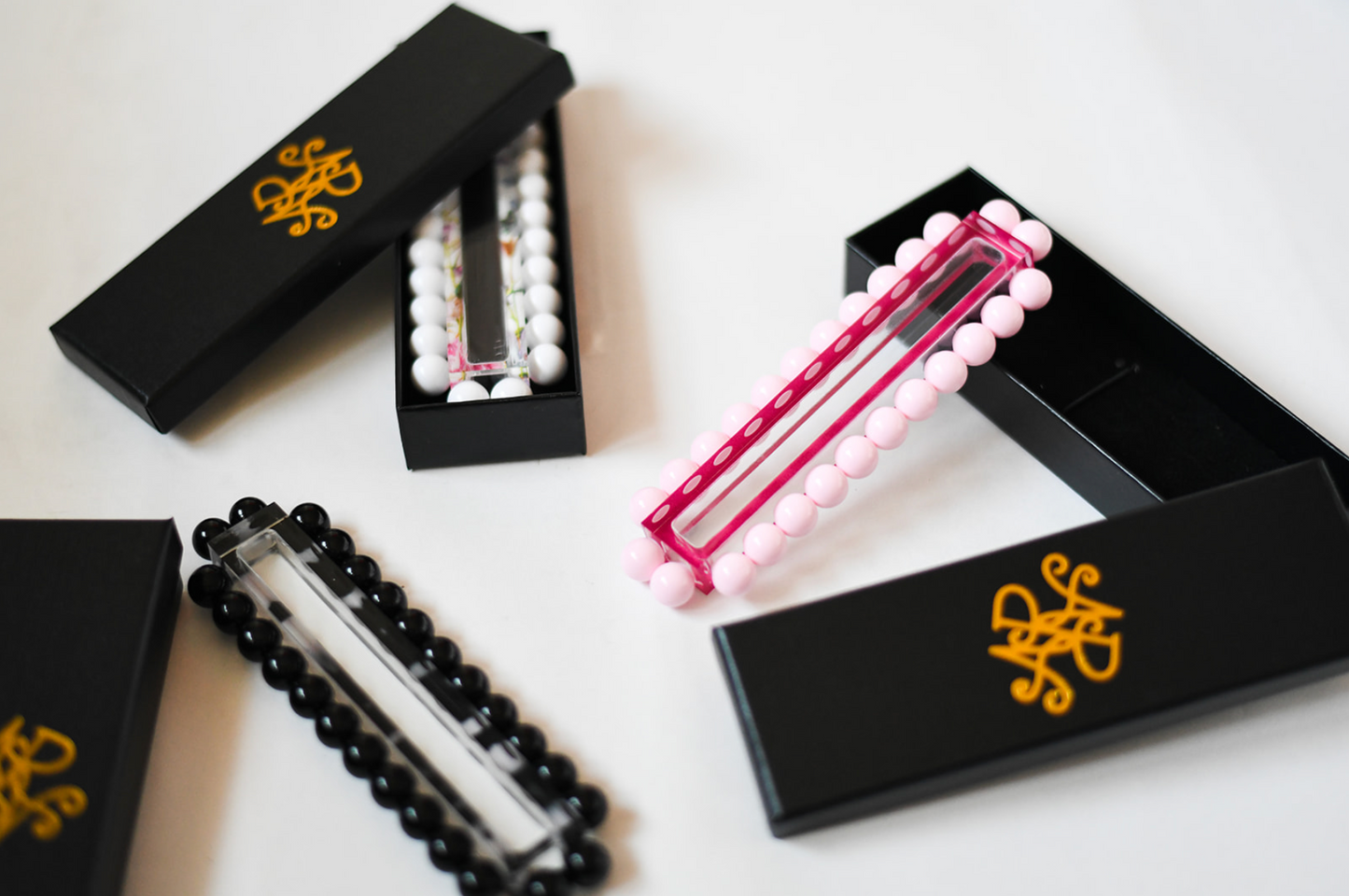 Pink Monochrome Beaded Mezuzah