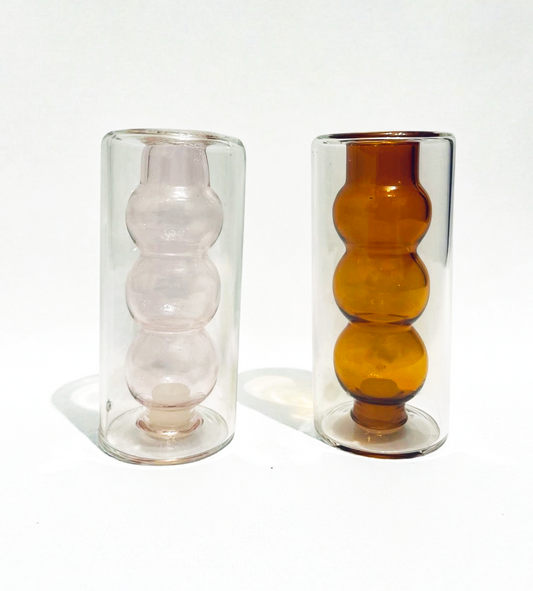 Pink and Amber Salt and Pepper Shakers