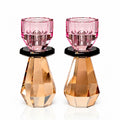 *PRE ORDER* Modern Cut Tealight & Candle Holder in Pink/Amber